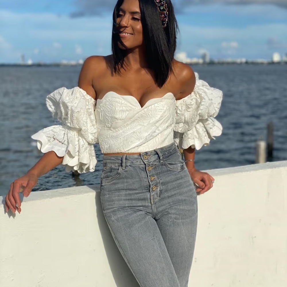 Acler corset white Off-Shoulder Crop Top